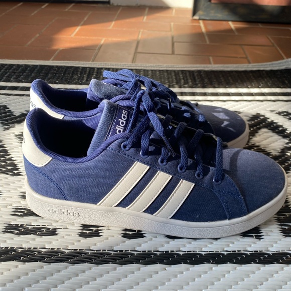 Navy Grand Court Adidas Canvas Sneakers - Picture 2 of 9